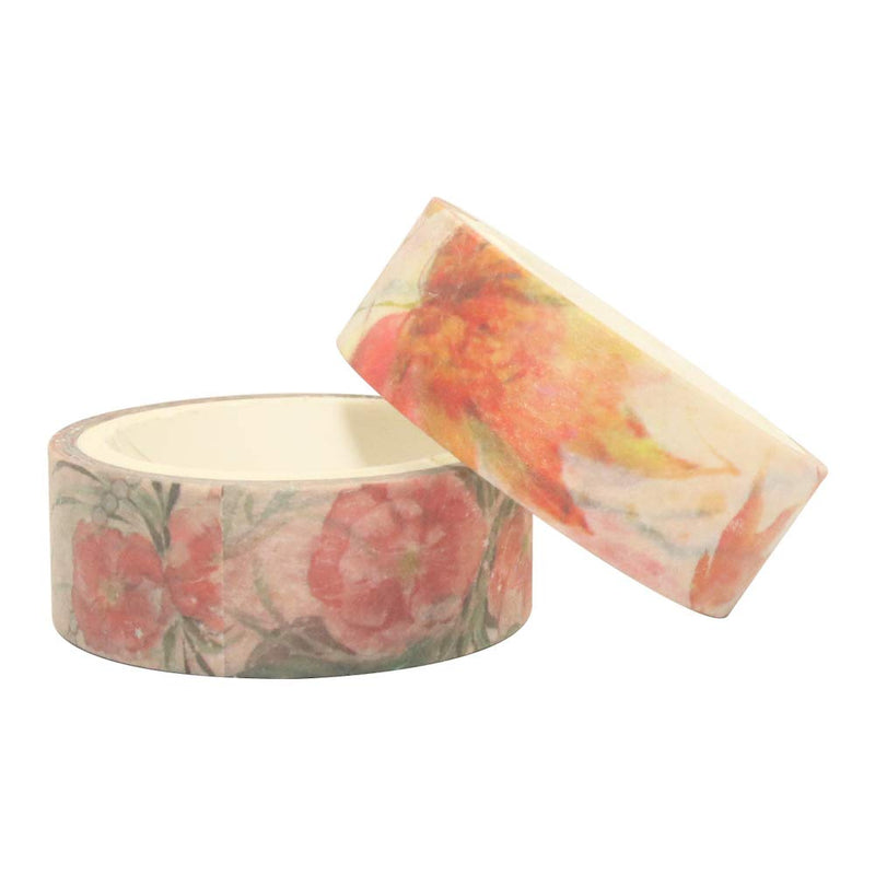 YUBBAEX 10 Rolls Spring Flowers Washi Tape Set Masking Decorative Tapes (Warm Tone) Warm Tone