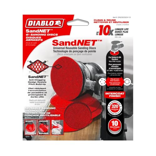 Diablo 6-inch SandNet reusable sanding discs with connection pad, hook and loop, 10-pack