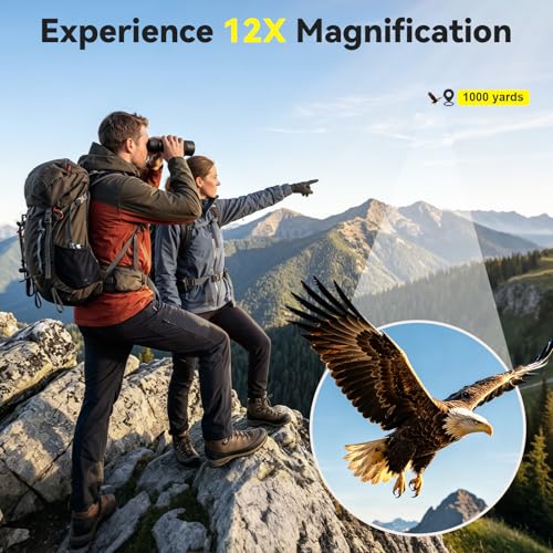 12x50 HD Binoculars for Adults, Easy Focus High Powered Low Light Vision black