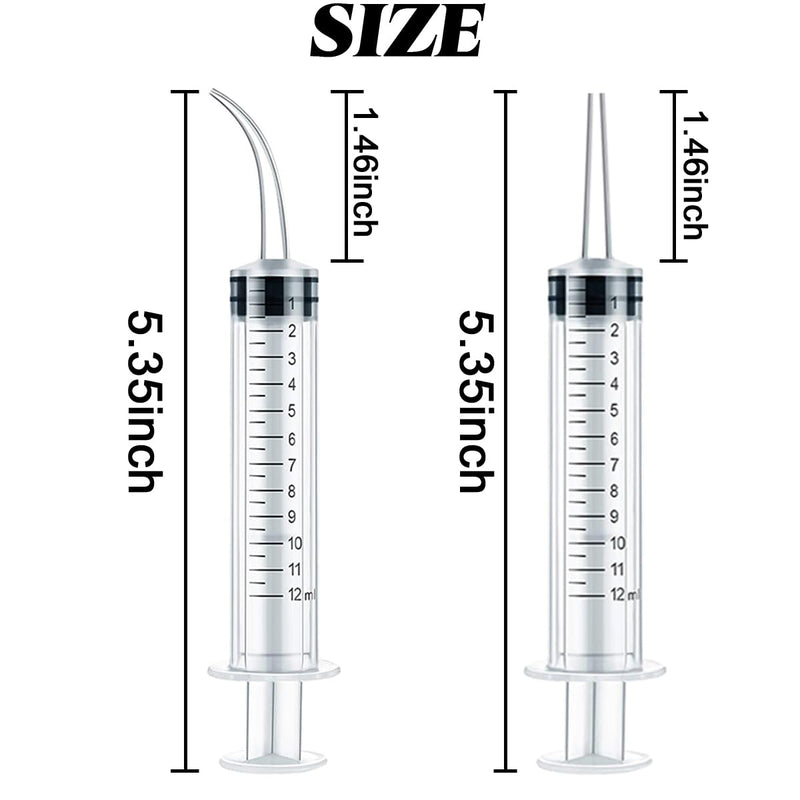 [Australia - AusPower] - TIHOOD 16PCS 12ml/cc Plastic Syringes Set, Syringe with Curved Tip and Straight Tip, Disposable Irrigation Syringe Mouthwash Cleaner for Oral Care, Animal Feeding, with Measurement 