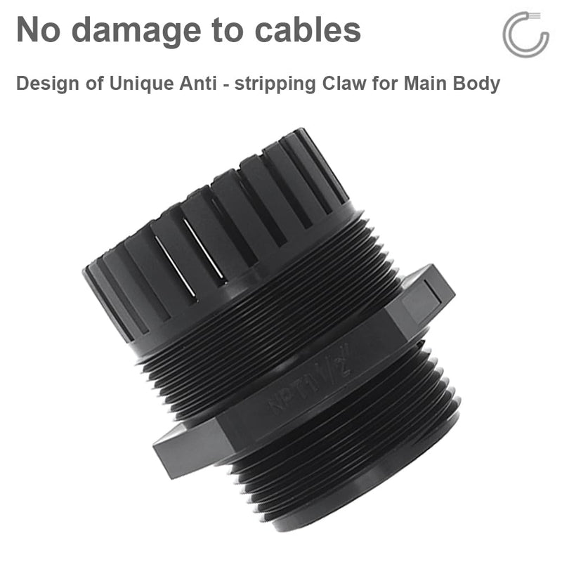 [Australia - AusPower] - RTNLIT 1-1/2" NPT Cable Gland, Waterproof Adjustable Nylon Plastic Strain Relief Cord Connectors With Gaskets(Pack of 1) 1-1/2'' (1-Pack) 