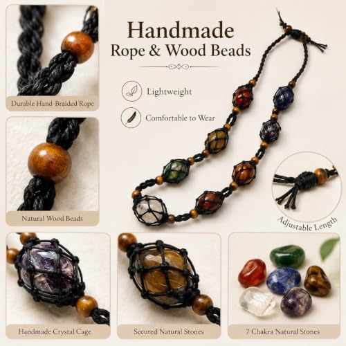 7 Chakra Crystal Stone Set Handmade Rope Small