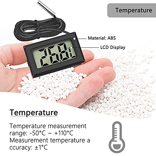 Thlevel Mini LCD Digital Thermometer Temperature / Humidity Tester Hygrometer | for fridge freezer aquarium Black+white