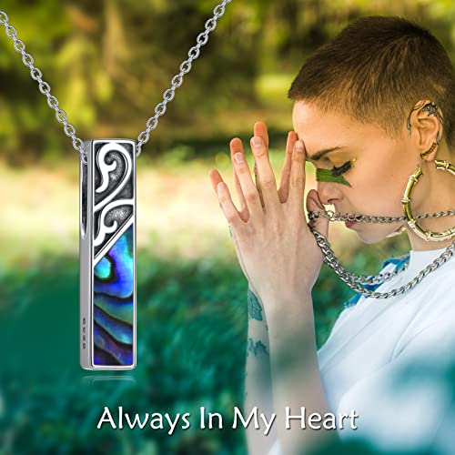 VONALA Filigree Abalone Shell Urn Necklace for Ashes for Women 925 Sterling Silver Cremation Jewelry for Ashes