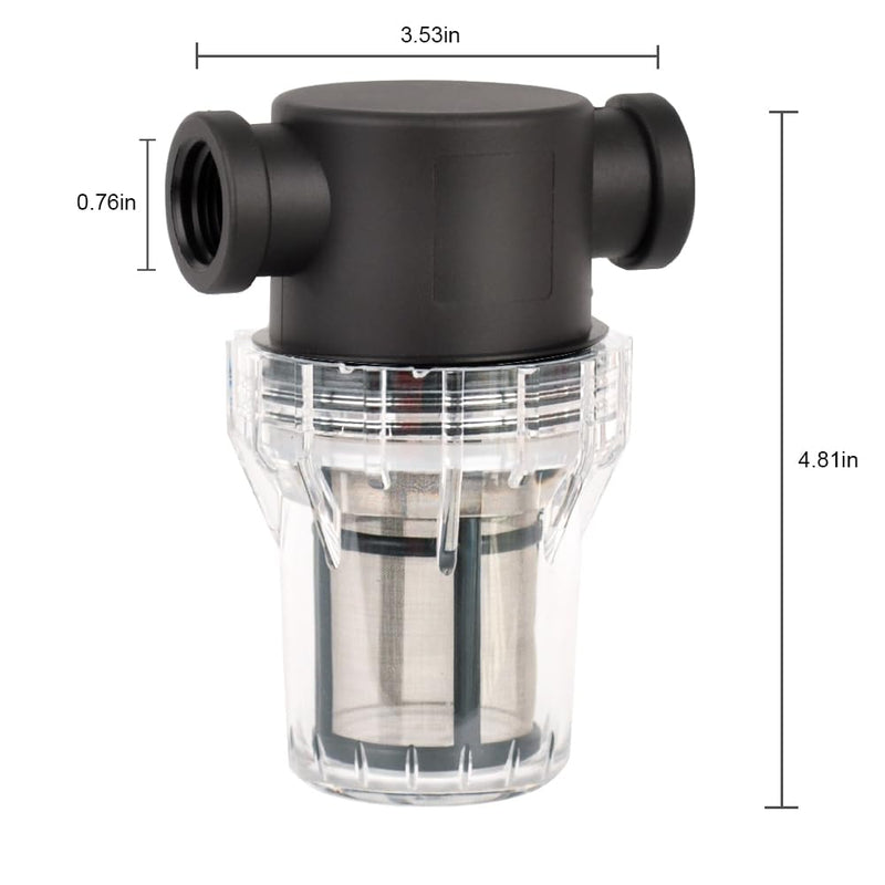 [Australia - AusPower] - Water Pump Strainer 1/2" Female NPT in-Line Strainer with 100 Mesh Stainless Steel Filter Screen for RV, Garden Hose (1/2" 100 Mesh) 1/2" 100 Mesh 