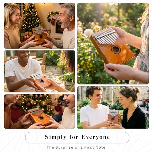 Newlam Kalimba Thumb Piano 17 Keys, Musical Gift for Kids and Adults Wood