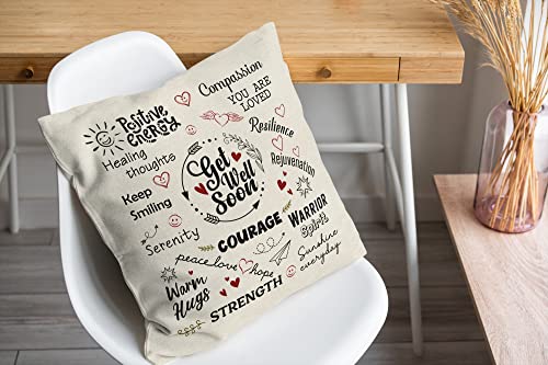 CROWNLY® (Double-Sided) Get Well Soon Gifts for Women and Men Pillow Cover Inspirational 18x18 Throw Pillows Kids Feel Better