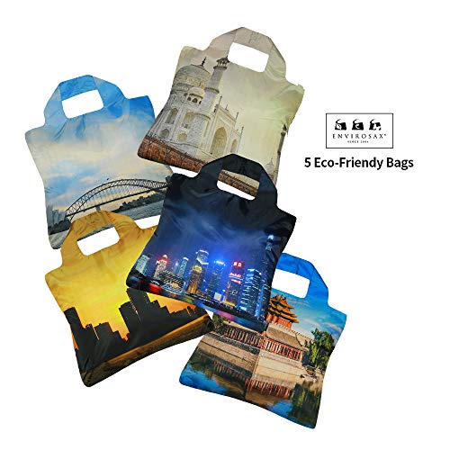 Envirosax Reusable Grocery Bags, Set of 5, Multicolored Travelling, TP Series