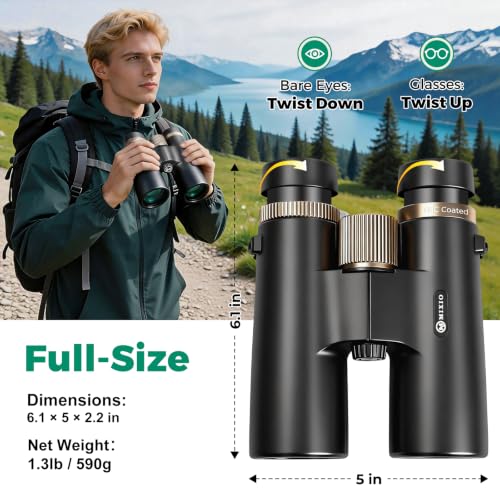 12x42 Binoculars for Adults High Powered Waterproof with Large View Black