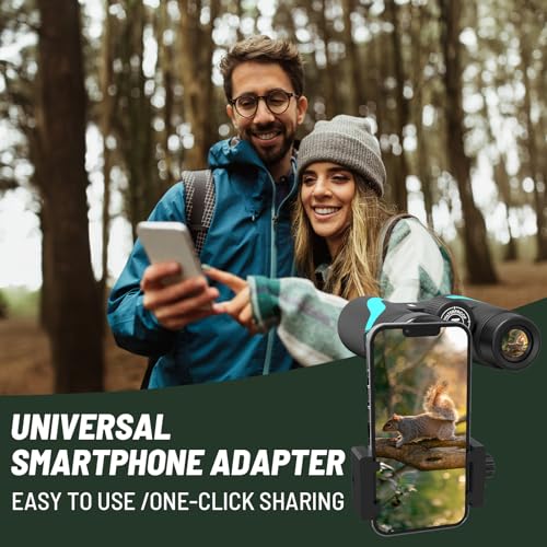 15x55 UHD Binoculars for Adults High Powered with Phone Adapter - Large View, BAK4 Prism, Waterproof, Lightweight for Bird Watching, Hunting, Cruise, Travel, Camping (Blue) Blue
