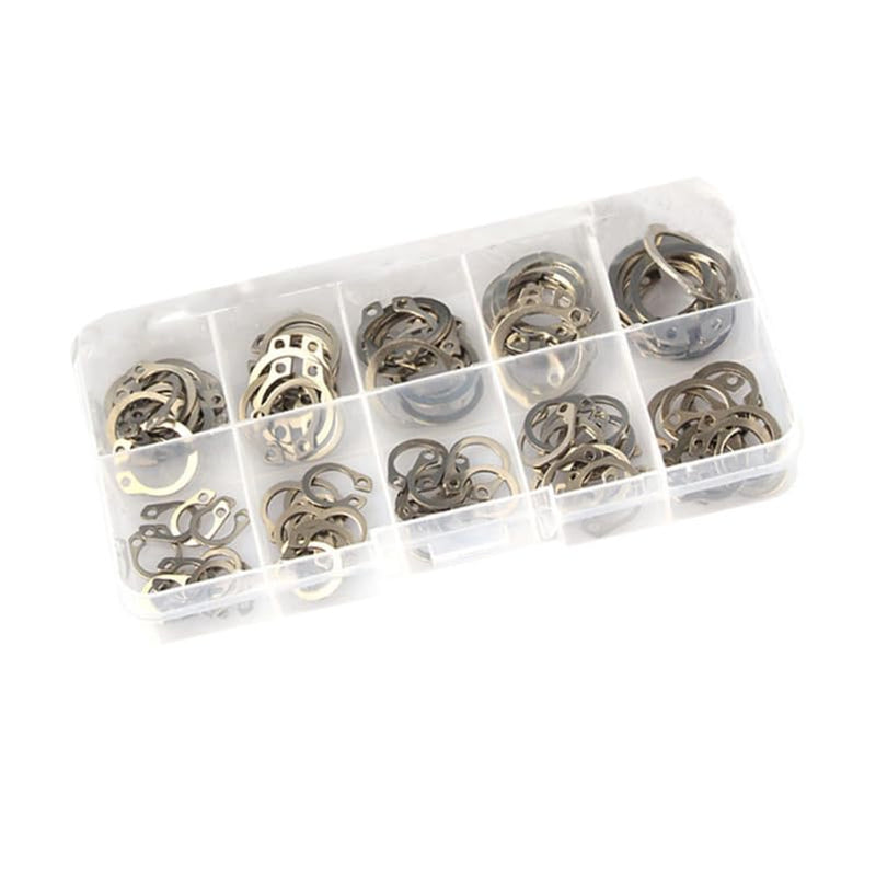 ULTECHNOVO external retaining ring snap circlip fastener set, 100 pieces assorted in storage case