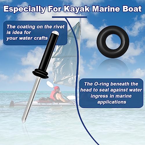 HLOGREE 3/16 x 1 inch silver trifold kayak blind rivets, 100-piece waterproof set