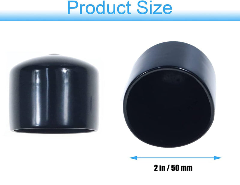 [Australia - AusPower] - 2" (50 mm) Rubber end caps Soft PVC Rubber Plug Thread Protective Sleeve Rubber Protective Cap Screw Protective Cap Round Plastic Cover Rubber Sleeve 2" (50 mm) 4 