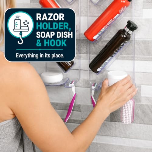 ShowerGem Adhesive Rustproof Shower Caddy, No Drill, Easy Clean Shelves