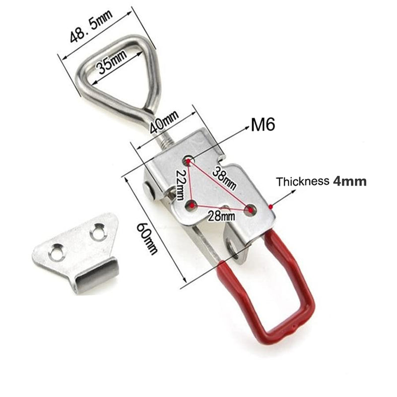 [Australia - AusPower] - 4003 Toggle Latch Clamp, 304 Stainless Steel Adjustable Toggle Latches With Lock Hole, 1320Lbs Holding Capacity Heavy Duty Toggle Clamp for Smoker Lid Jig, ToolBox Case, 2pack 4003-2pcs(304 Stainless Steel) 