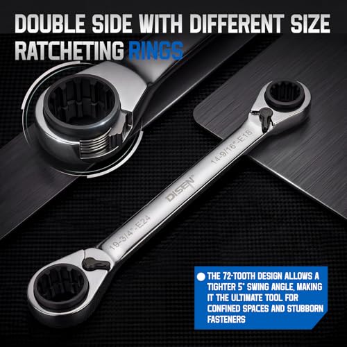 DISEN 39-in-1 reversible ratcheting box wrench set with double box ends in a tool case