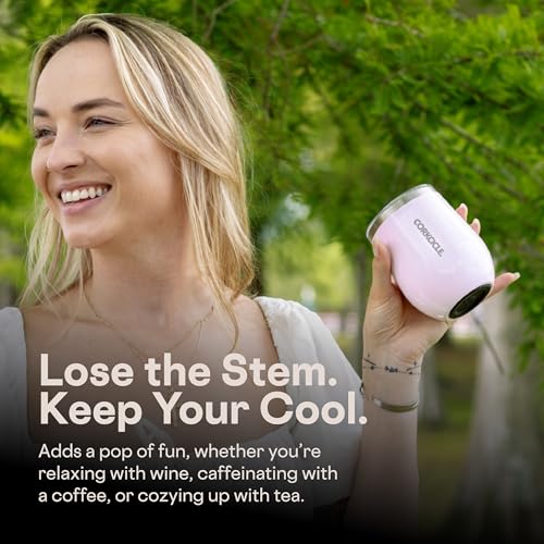 Corkcicle Stemless Wine Tumbler with Lid, 12 oz, Oat Milk