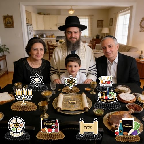 9Pcs Happy Passover Honeycomb Centerpieces Table Decorations Passover Party Table Decorations Jewish New Year Festival David Holiday Theme Party Table Supplies