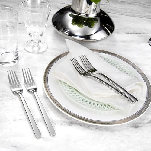 Set of 8 KEAWELL Premium Aline 8.3-inch dinner forks, stainless steel cutlery for elegant dining.