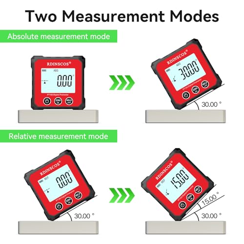 RDINSCOS rechargeable magnetic angle meter gauge in red with digital angle display