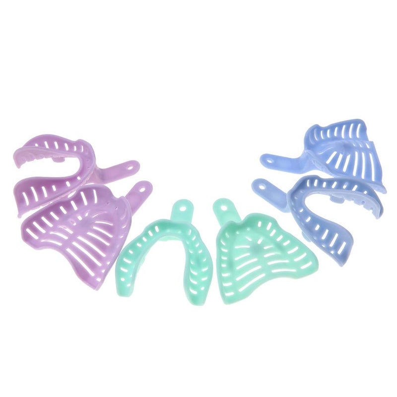 Akozon Dental Trays, 6 Pieces Mixed Colour Plastic Dental Impressions Trays Teeth Materials Holder