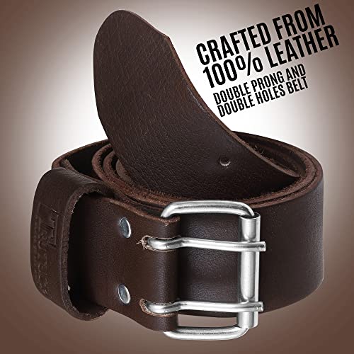TRUTUCH chocolate leather work tool belt with durable tool bag pouches for construction and utility use