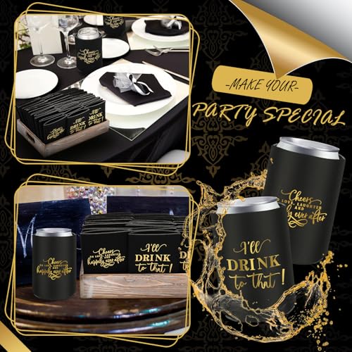 SiliFine 101 Pcs Black Wedding Can Cooler Bulk Engagement Party Favors Classical