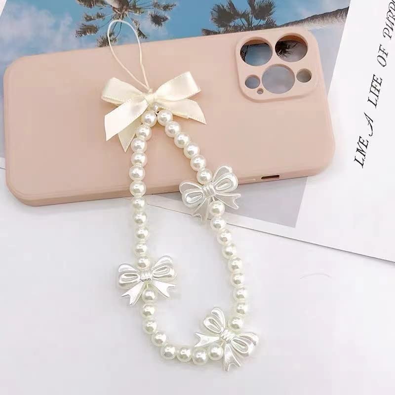 [Australia - AusPower] - Phone Charms Strap,Pink Cute Phone Charms Aesthetic Love Phone Chain Girl Beaded Phone Strap Pearl Beaded Phone Lanyard Jewelry(pearl butterfly) 
