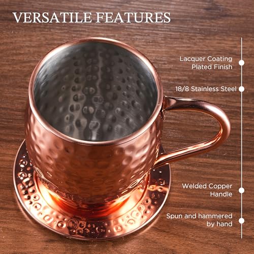 Kitessensu 16-PC All-in-One Moscow Mule Mugs Set, 17 oz Copper Cups Kit 16PC All-in-one Set