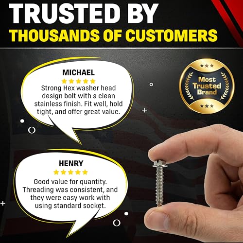 Chenango Supply #12x1 inch stainless steel sheet metal screws with hex washer head and slot, 100 pieces