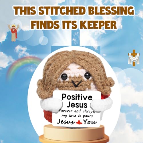AICase Easter Basket Stuffers Decor Jesus Christian Gifts For Women Positive Crochet little Jesus Figures Emotional Support Nuggets Bible Catholic Religious Spiritual Faith God Baptism Gifts Positive Jesus