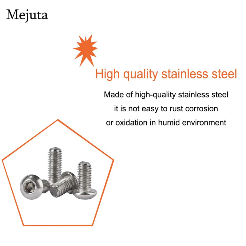 [Australia - AusPower] - Metuja M6-1.0x20mm 30Pcs, Button Head Socket Cap Bolts Screws, Stainless Steel, Professional Set Screw, Clear and Complete Full Thread, Silver Bright Finish Furniture Bolt, Allen Hex Drive m6-1.0 x 20mm 30 