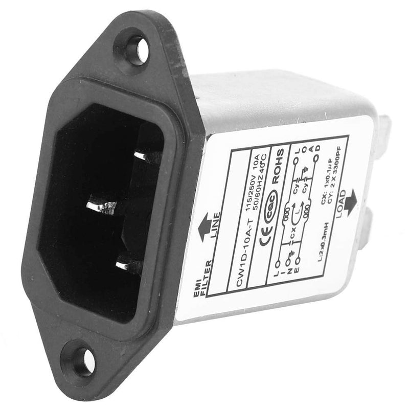 EMI Performance Filter, AC 115V-250V Mains Filter Single Phase Filter | High Quality Filter IEC-320 C14 Plug Socket Electronic Components 10A CW1D-10A-T 50/60Hz Electromagnetic Interference Filter