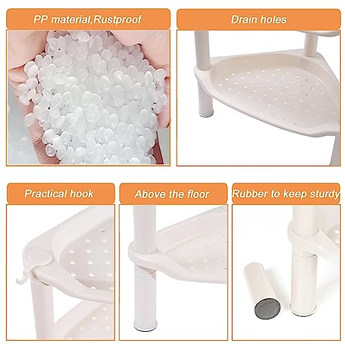 4 Tier Shower Caddies, Organizer Shelf Corner, Plastic Shower Rack Stands for Bathroom, Storage Bath Shower Caddy, 13.5X 10 x 33.5 Inches, Beige (Round Slot Beige 4 Tier) Round Slot Beige 4 Tier