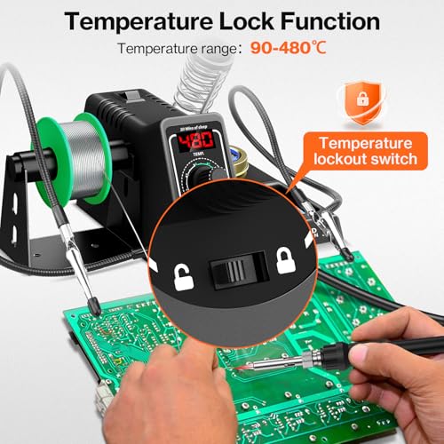 Preciva Soldering Station, 926 LED Max. 130 W Soldering Iron 90-480 °C, Includes 2 Helper Hands, 5 Tips, Desoldering Pump, Ideal for Electronics Repair, Model Making DIY ‎926 LED