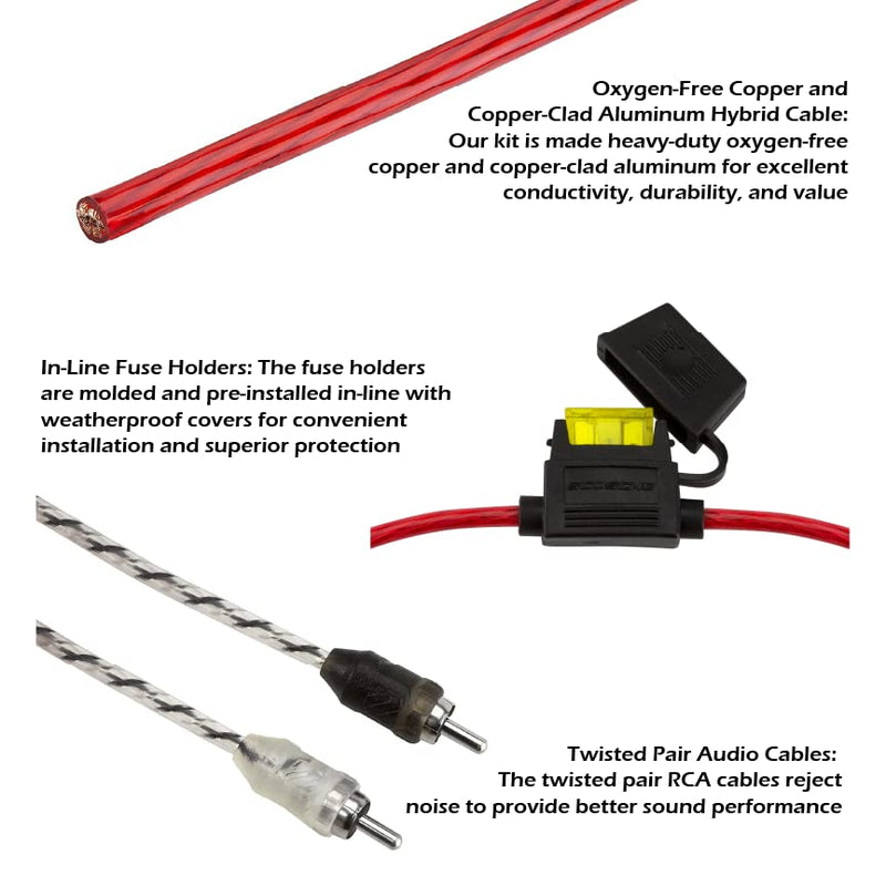 [Australia - AusPower] - Scosche Install Centric ICAK12 True 12 Gauge Hybrid OFC 2-Channel High Current Amplifier Wiring Kit Accessory Installation Wiring Kit for Boat, Motorcycles, ATV’s and UTV’s 12 Gauge 2CH Complete 