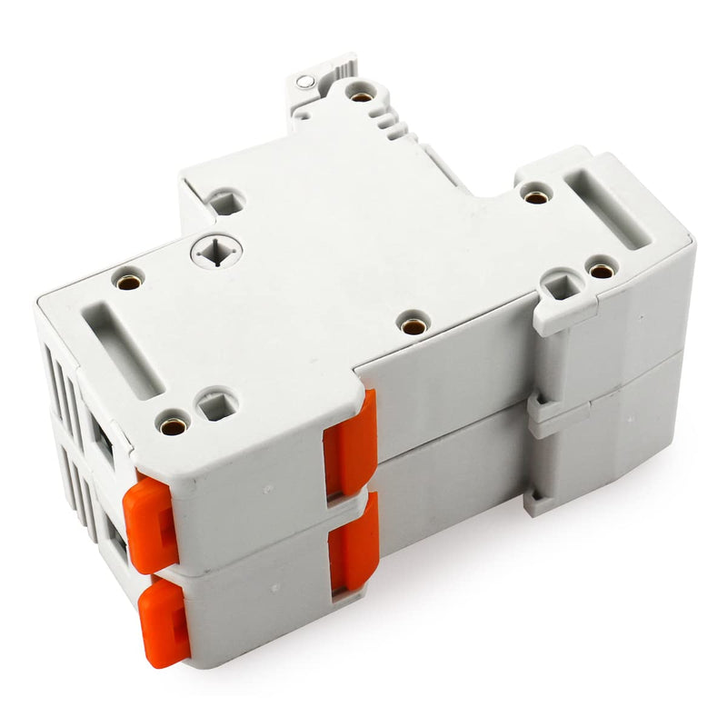 Baomain RT18-63 Fuse Holder Base with 10x40A Ceramic Fuses (14x51mm) – 2 Pole DIN Rail Mount, LED Indicator, CE Certified (40 Amp) RT18-63(X)-2P-40A