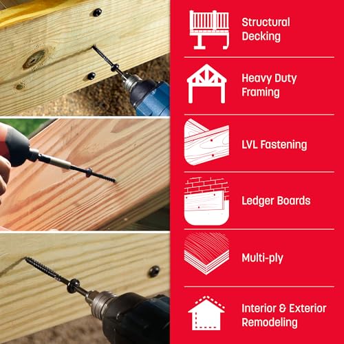 GRK RSS Rugged Structural Wood Screws, black, 5/16 x 3-1/8 inches, 25-piece package
