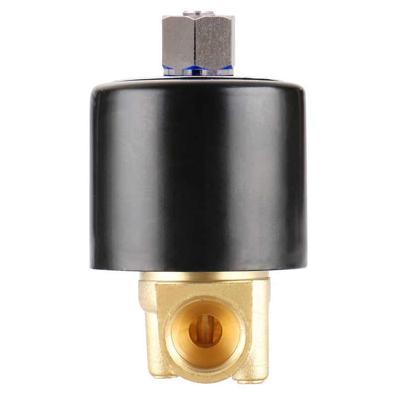 Baomain 3/8 inch Brass Electric Solenoid Valve, DC 12V Normally Open, Direct Acting Pneumatic Valves for Water Air 2w-040-10K 3/8 inch 12VDC