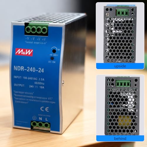 DIN Rail Power Supply, 24V 240W DIN Rail Switching Power Supply Input 100-240VAC 2.8A, Output DC 24V 10A, Multiple Protection Functions, Widely Used, Industrial Model NDR-240-24