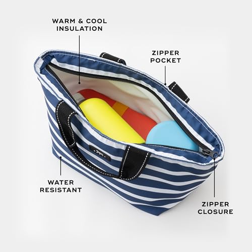 SCOUT Nooner insulated lunch box for women in Nantucket Navy, soft cooler bag with insulated interior for food and drinks.