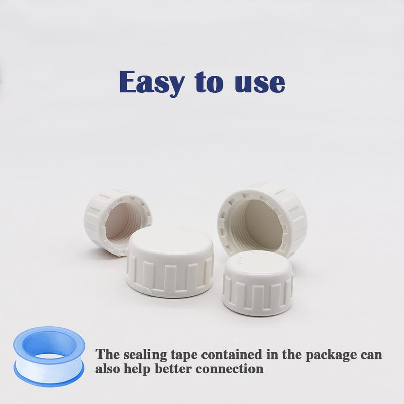 [Australia - AusPower] - 12PCS 1/2inch White PVC Female Thread Pipe End Cap Plug Adapter PVC Fittings 1/2" Fitting Fit for 0.5inch Pipes or Fittings SCH40 HE031-1/2 0.5 Inch 