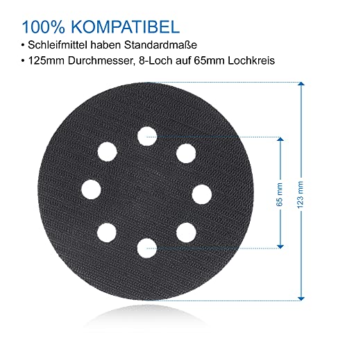 DFS Self-Adhesive Disc, 125 mm, 8 Holes, Replacement for Repairing Sanding Disc, Polishing Plate, Support Plate