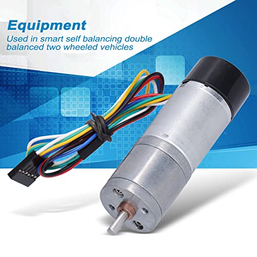 DC12V 170RPM Geared Motor with Hall Encoder High Torque, Wear Resistant Metal Gear Motor with Speed Measuring Signal Feedback for Smart Cars, Robots and Home Appliances, 25mm Diameter Gearbox DC12V 170RPM
