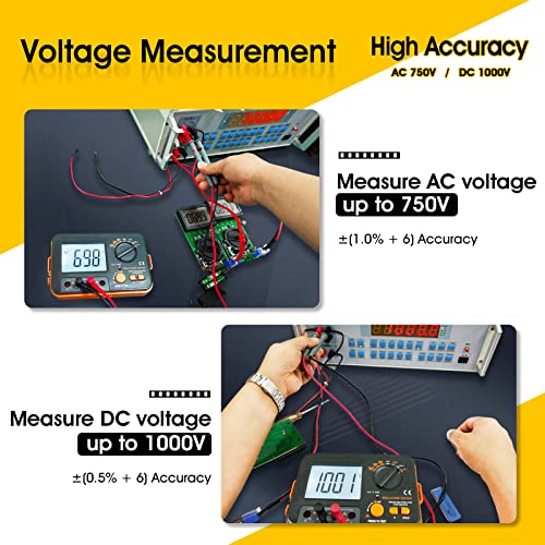 Insulation Meter 1000V, Kethvoz 250V/500V/1000V Megohmmeter | 200MΩ insulation resistors, megger with AC/DC voltage measurement, resistance 2kΩ, continuity test <50Ω, iOS meter