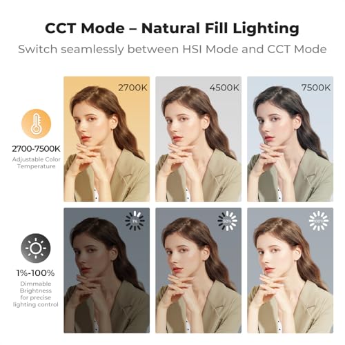 K&F CONCEPT 12W RGB Camera Video Light, 5000mAh CRI95+ 2700-7500K