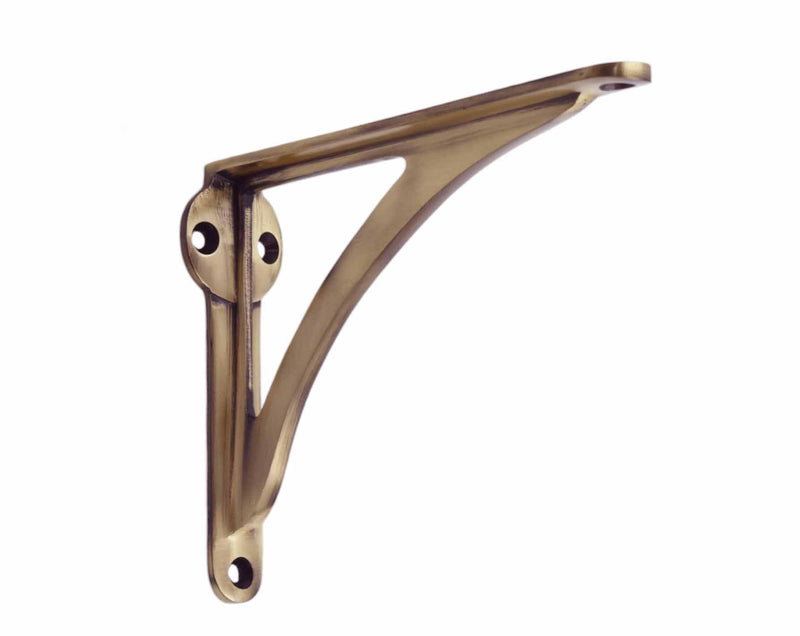 STYLENT Decor Decorative Brass Shelf Bracket, Heavy Duty and Antique Shelf Bracket for Shelving Modern L Shaped Design (Brass Antique, 6 Inches) Brass Antique 6 Inches (1 Pc)