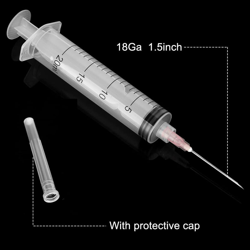 [Australia - AusPower] - 3 Pack 20ml/cc Syringes with 55.1 Inch Tube and Needle 18G 1.5”, Sterile Syringe Individually Packaged for Labs, Resin, Craft, Machine Oil, Ink, Glue 20 ml with tube/needle 
