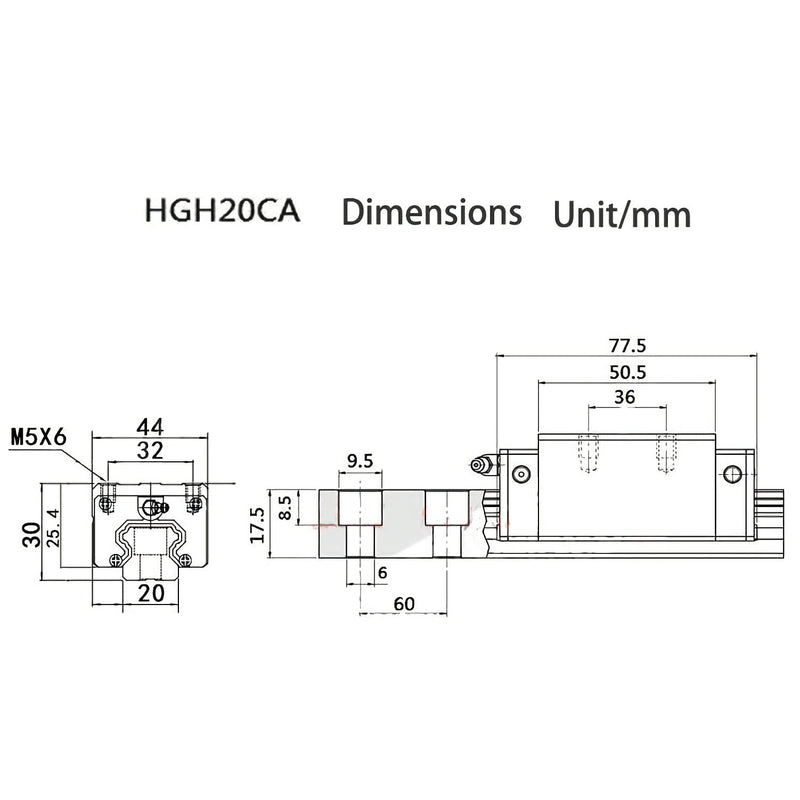 HGH20CA Bearing Blocks Slider, for HGR20 Linear Slide Rail, HGH20 CA Linear Guide Slider CNC Parts for Linear Rails