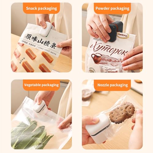 Mini Bag Sealer, Snack Sealer, Mini Bag Heat Sealer, USB Interface, Snack Bags, Cookies, Pet Food Square White